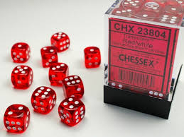 Translucent 12mm d6 Dice Block (36 dice) Chessex