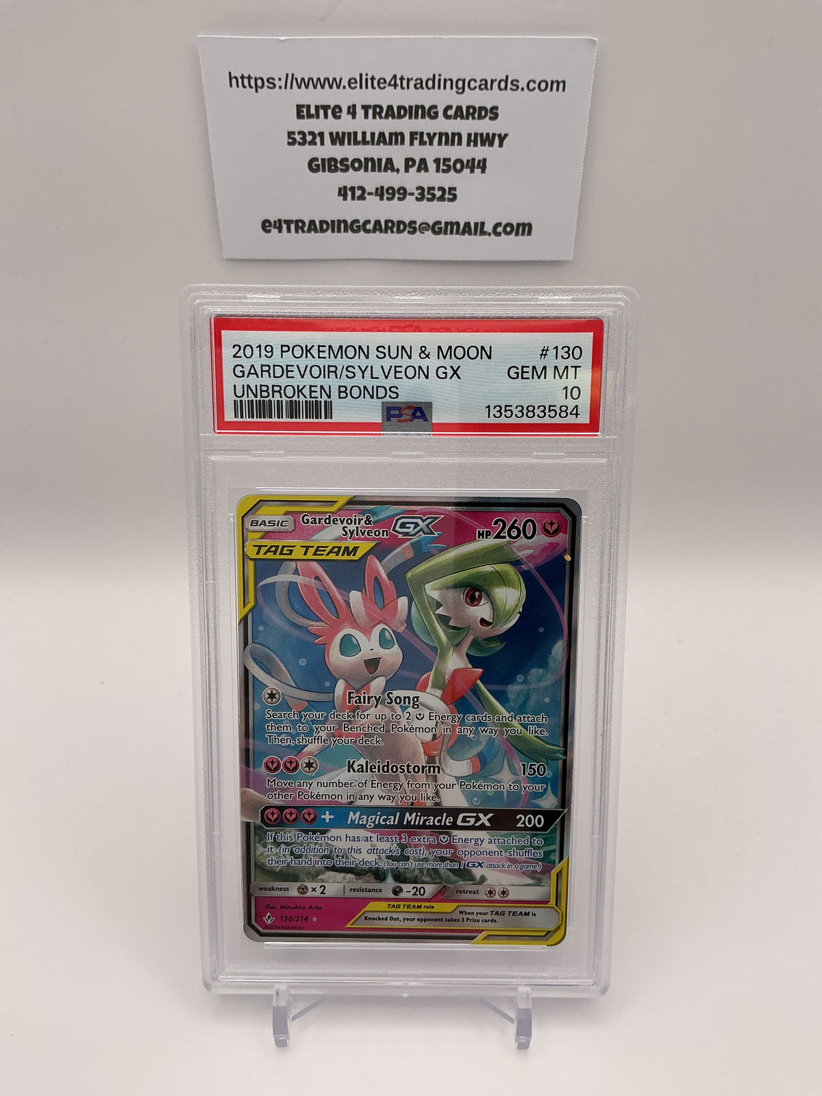 Gardevoir & Sylveon GX #130 Pokemon Unbroken Bonds (PSA 10)