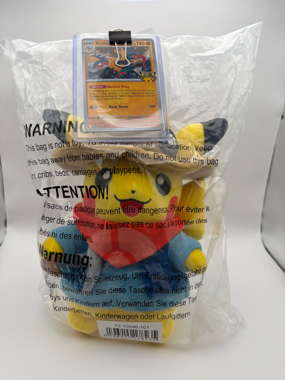 Pokémon Fossil Museum: Excavator Pikachu Plush - 8 ¼ In. + Archeops - 051 (Fossil Museum Exclusive) Bundle