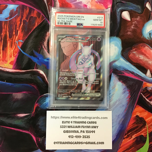 Team Rocket's Mewtwo ex #213 Pokemon Destined Rivals (PSA 10)