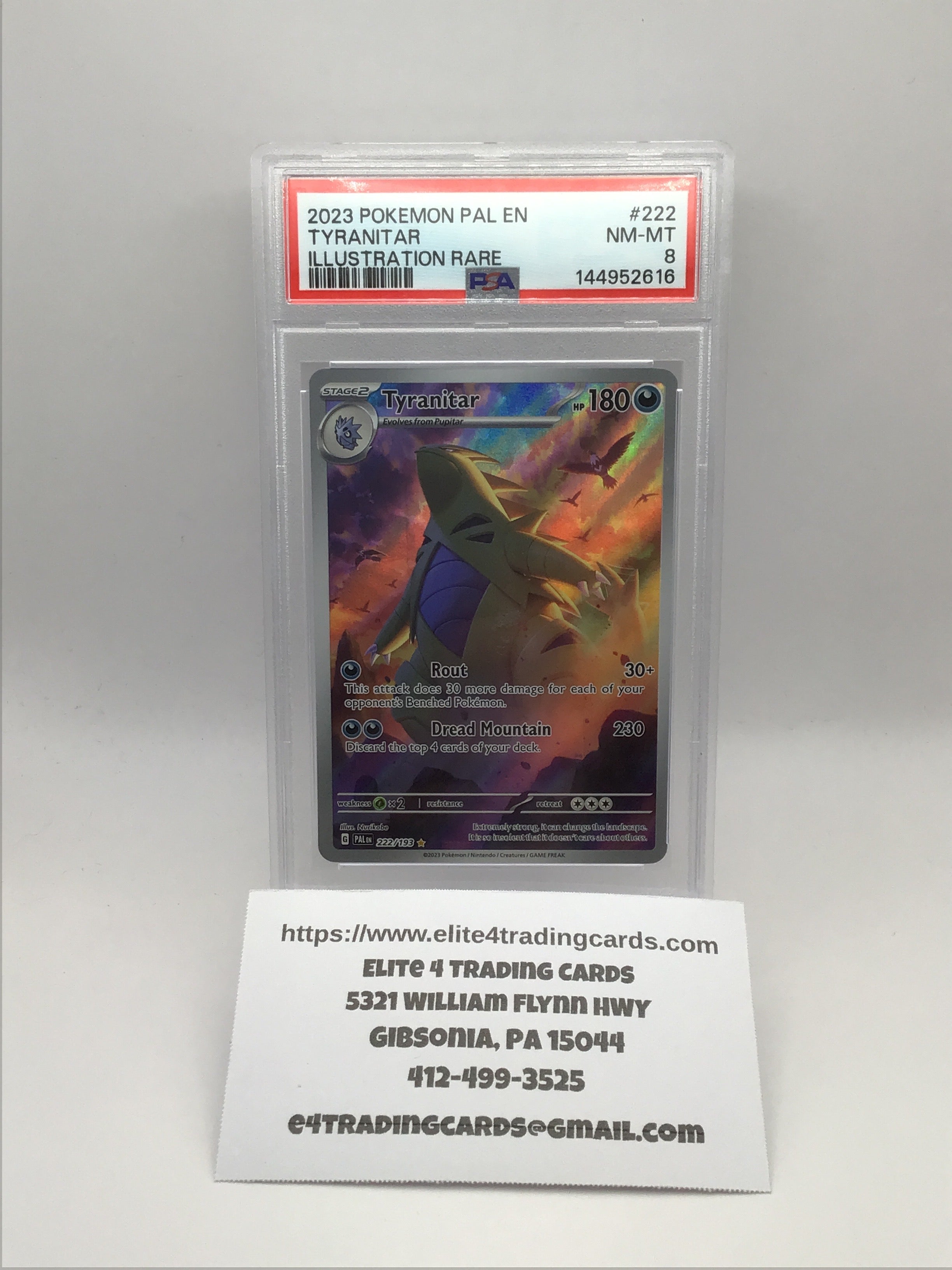 2023 Pokemon PAL EN Tyranitar #222 (PSA 8)