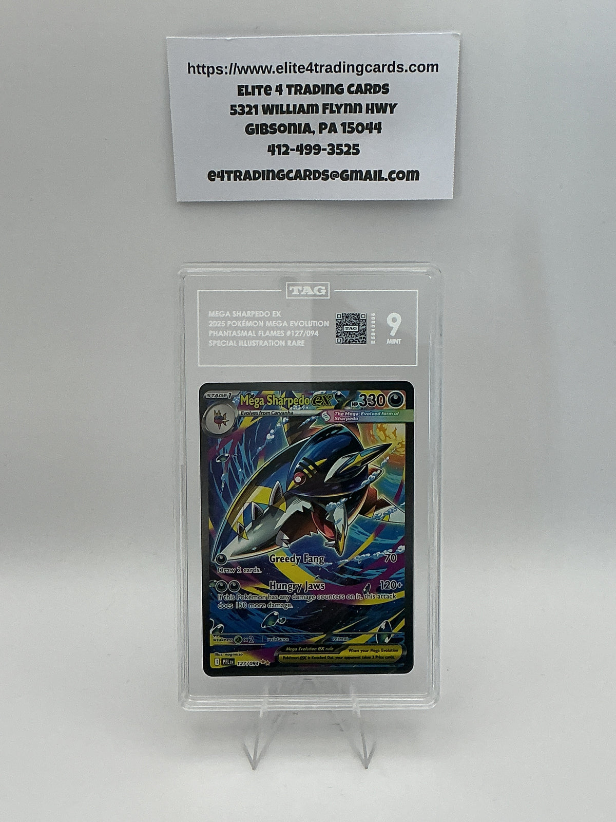 Mega Sharpedo ex #127 Pokemon Phantasmal Flames (TAG 9)