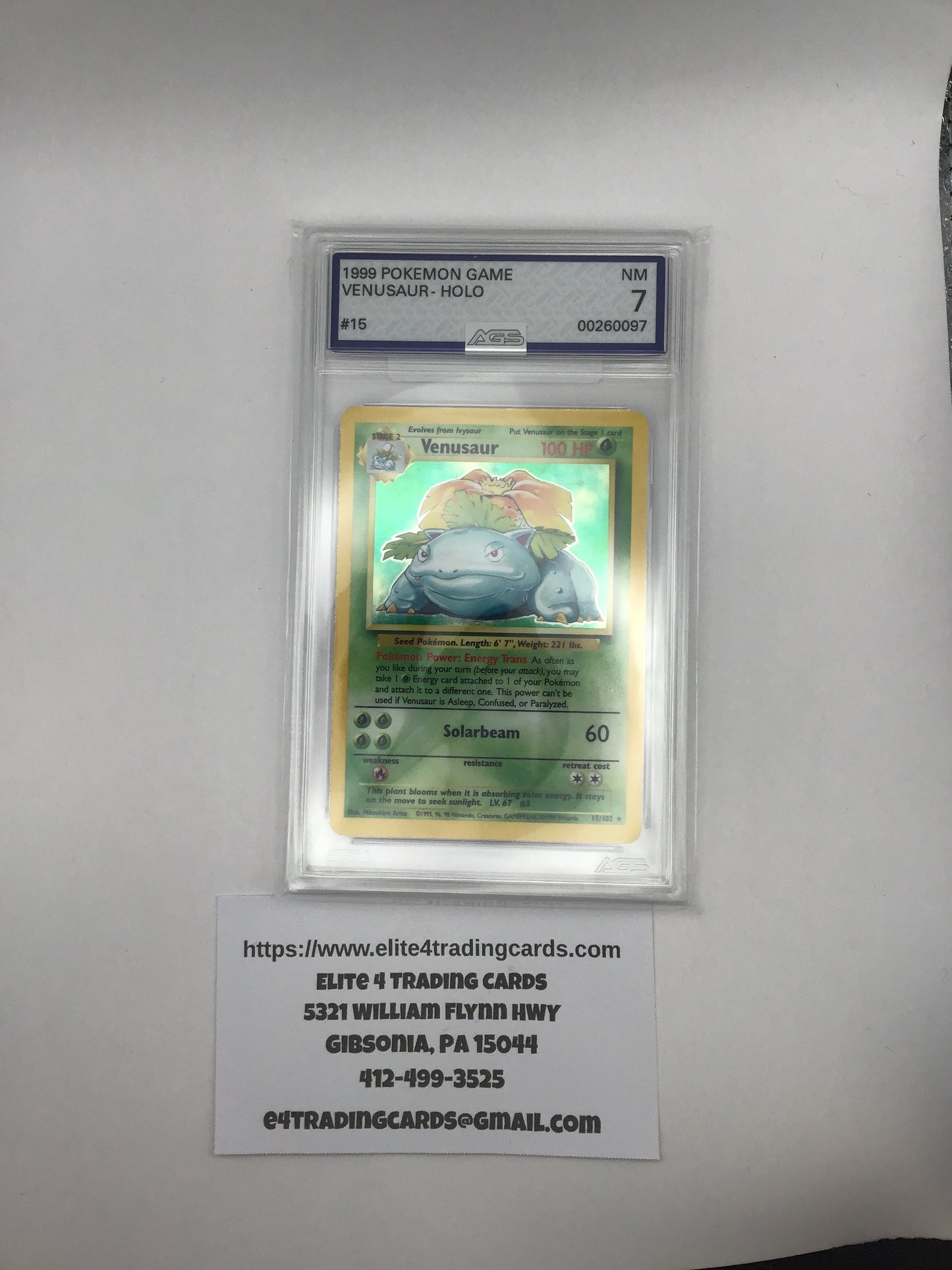 Venusaur #15 Pokemon Base Set (AGS 7)