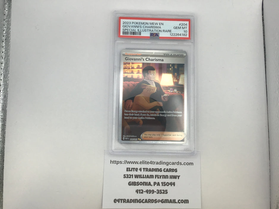 Giovanni's Charisma #204 Pokemon Scarlet & Violet 151 (PSA 10)