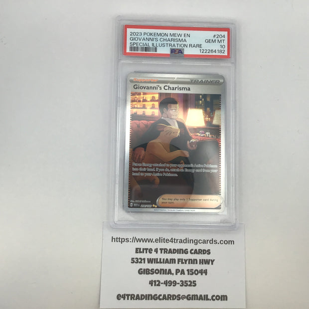 Giovanni's Charisma #204 Pokemon Scarlet & Violet 151 (PSA 10)