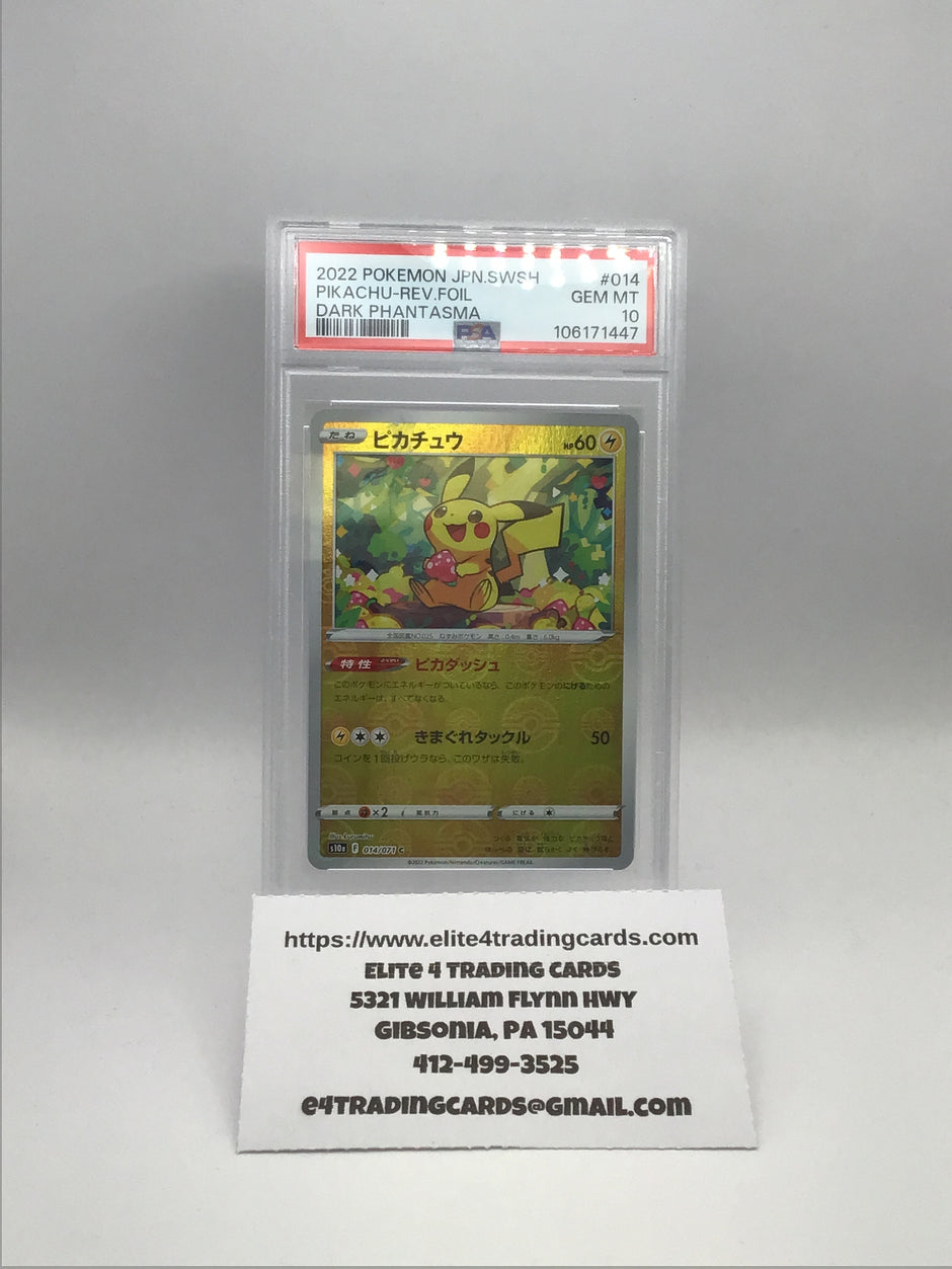 Pikachu [Reverse Holo] #14 dark phantasma japanese (PSA 10)
