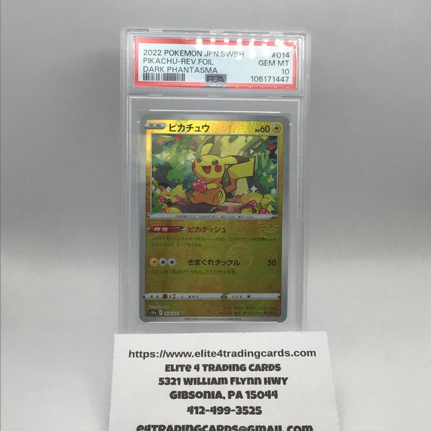 Pikachu [Reverse Holo] #14 dark phantasma japanese (PSA 10)