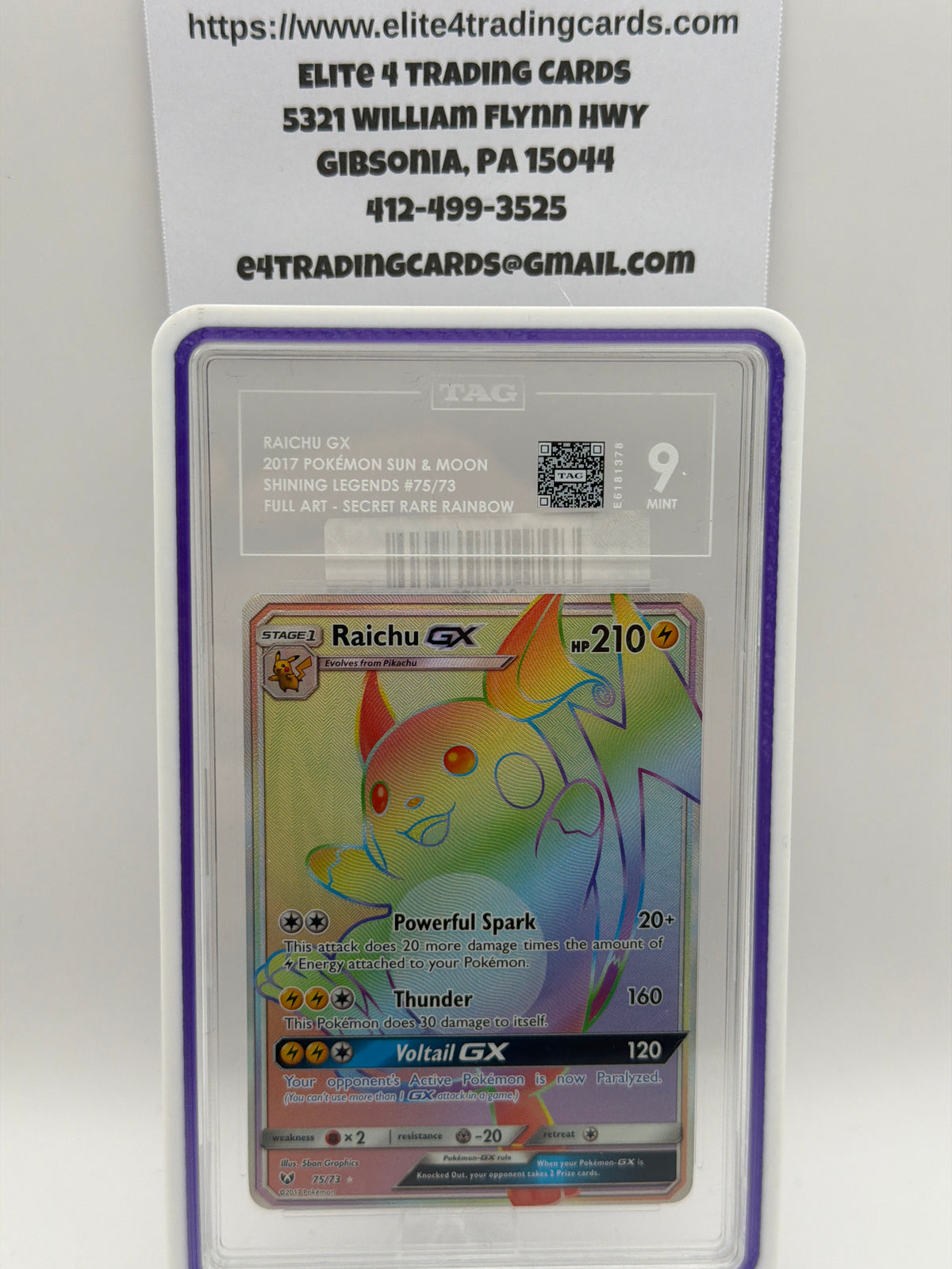 Raichu GX #75 Pokemon Shining Legends (TAG 9)