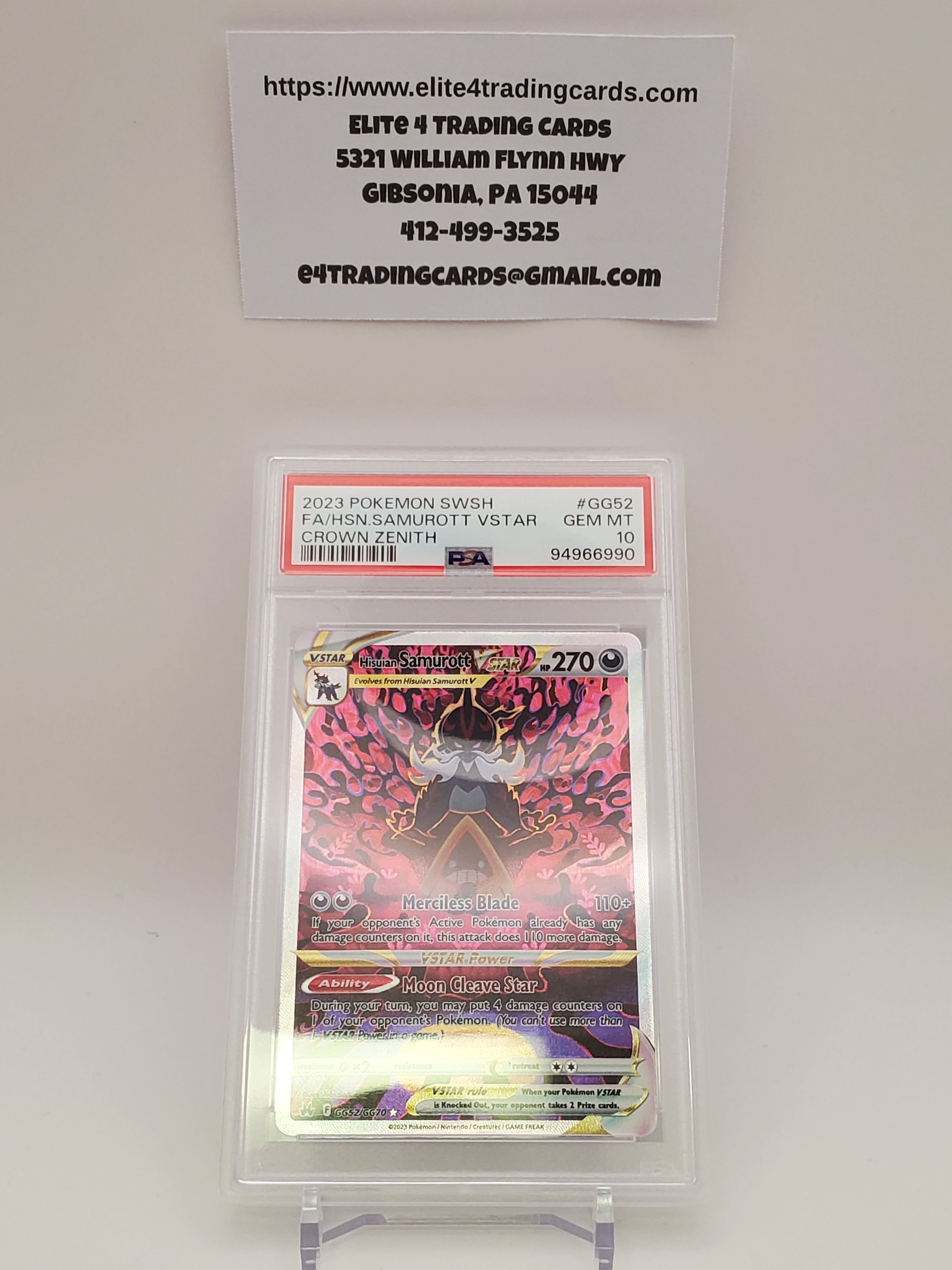 Hisuian Samurott VStar #GG52 (PSA 10)
