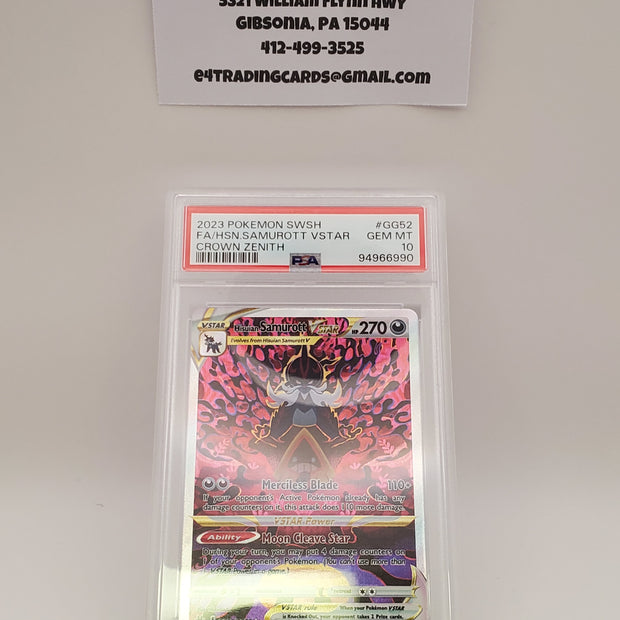 Hisuian Samurott VStar #GG52 (PSA 10)