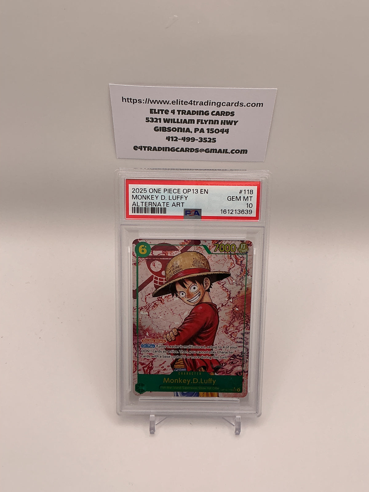 Monkey.D.Luffy [Alternate Art] OP13-118 One Piece Carrying on His Will (PSA 10)