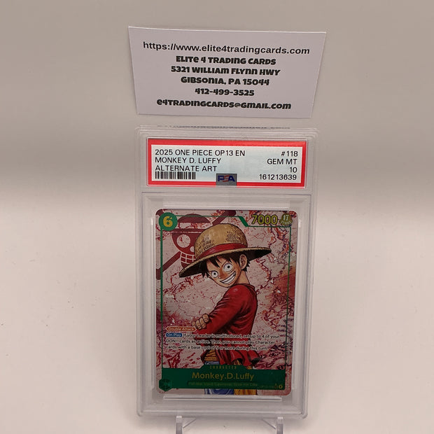 Monkey.D.Luffy [Alternate Art] OP13-118 One Piece Carrying on His Will (PSA 10)