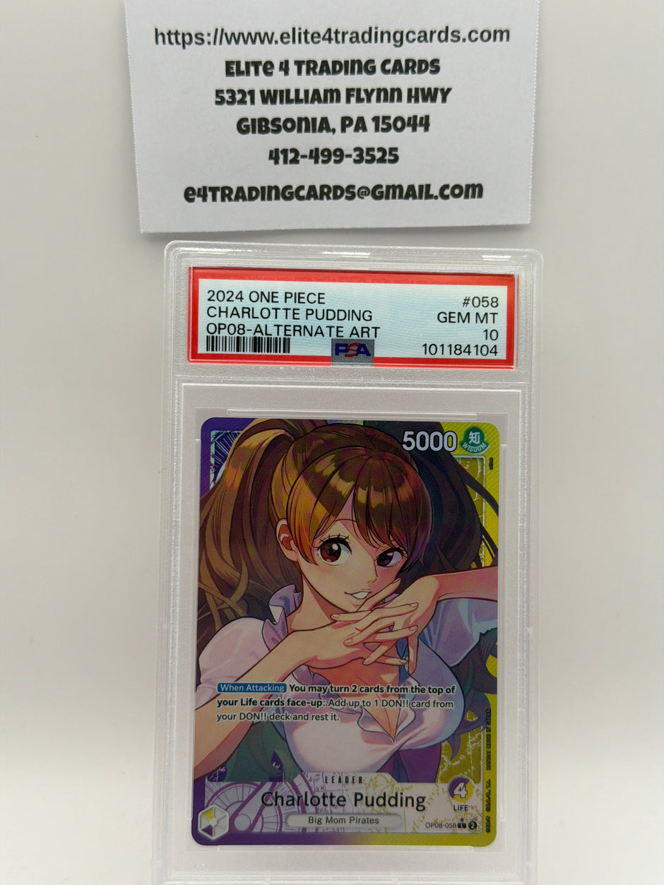 Charlotte Pudding [Alternate Art] OP08-058 One Piece Two Legends (PSA 10)