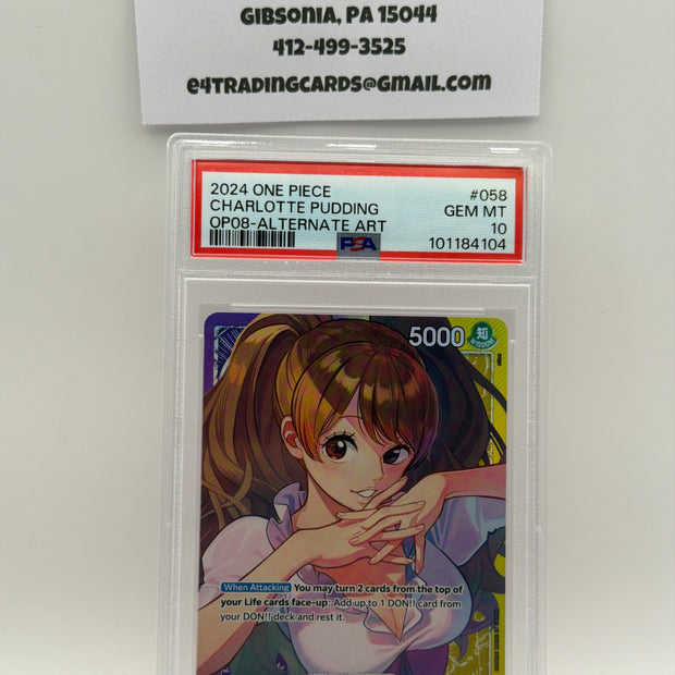 Charlotte Pudding [Alternate Art] OP08-058 One Piece Two Legends (PSA 10)