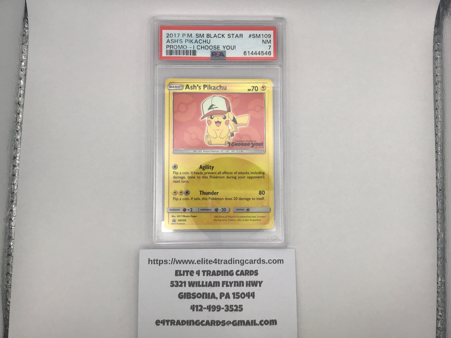 Ash's Pikachu #SM109 Pokemon Promo (PSA 7)