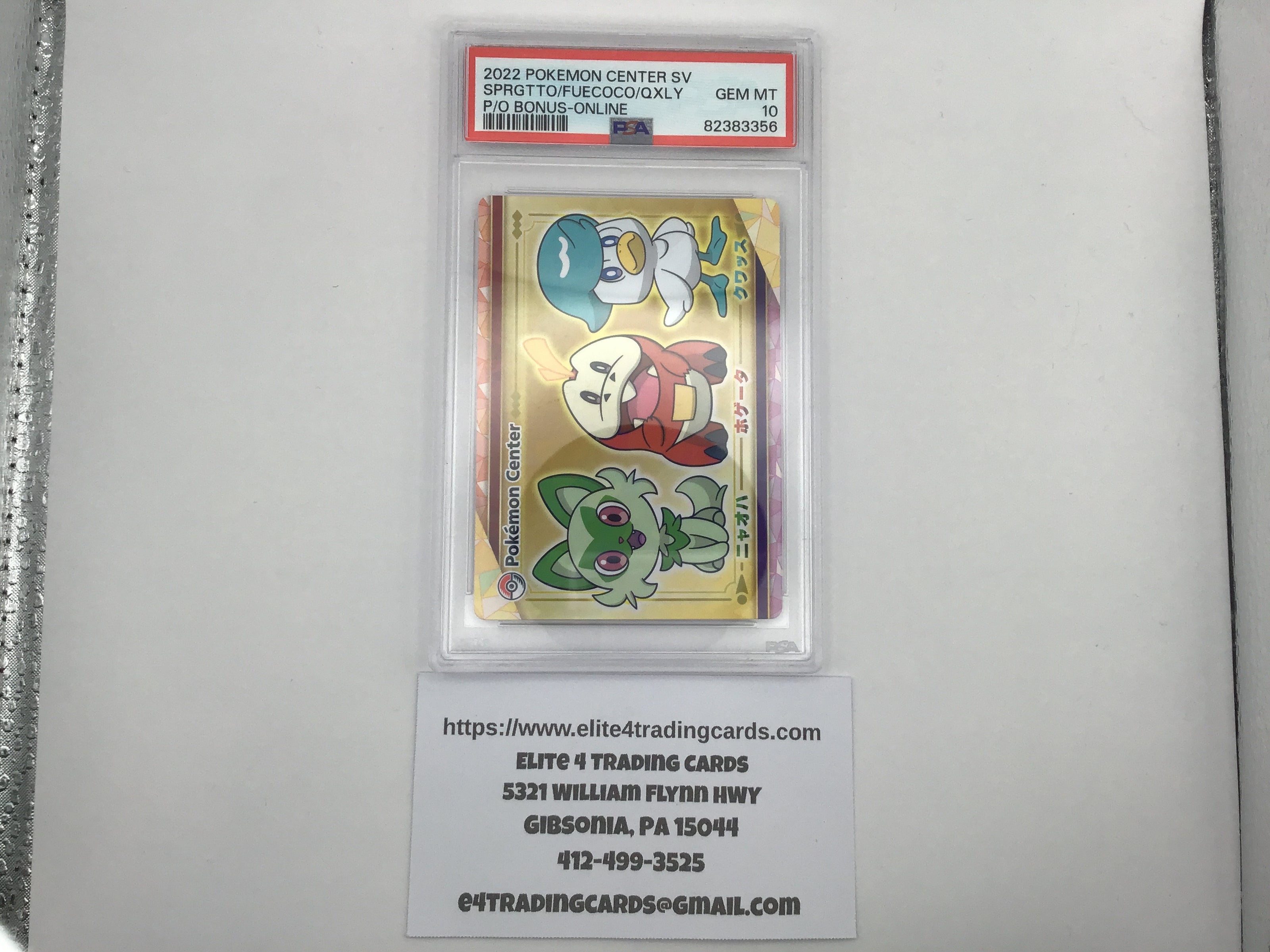 2022 Pokemon Center Scarlet & Violet Pre-Order Bonus Sprigatito/Fuecoco/Quaxly (PSA 10)