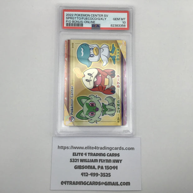 2022 Pokemon Center Scarlet & Violet Pre-Order Bonus Sprigatito/Fuecoco/Quaxly (PSA 10)