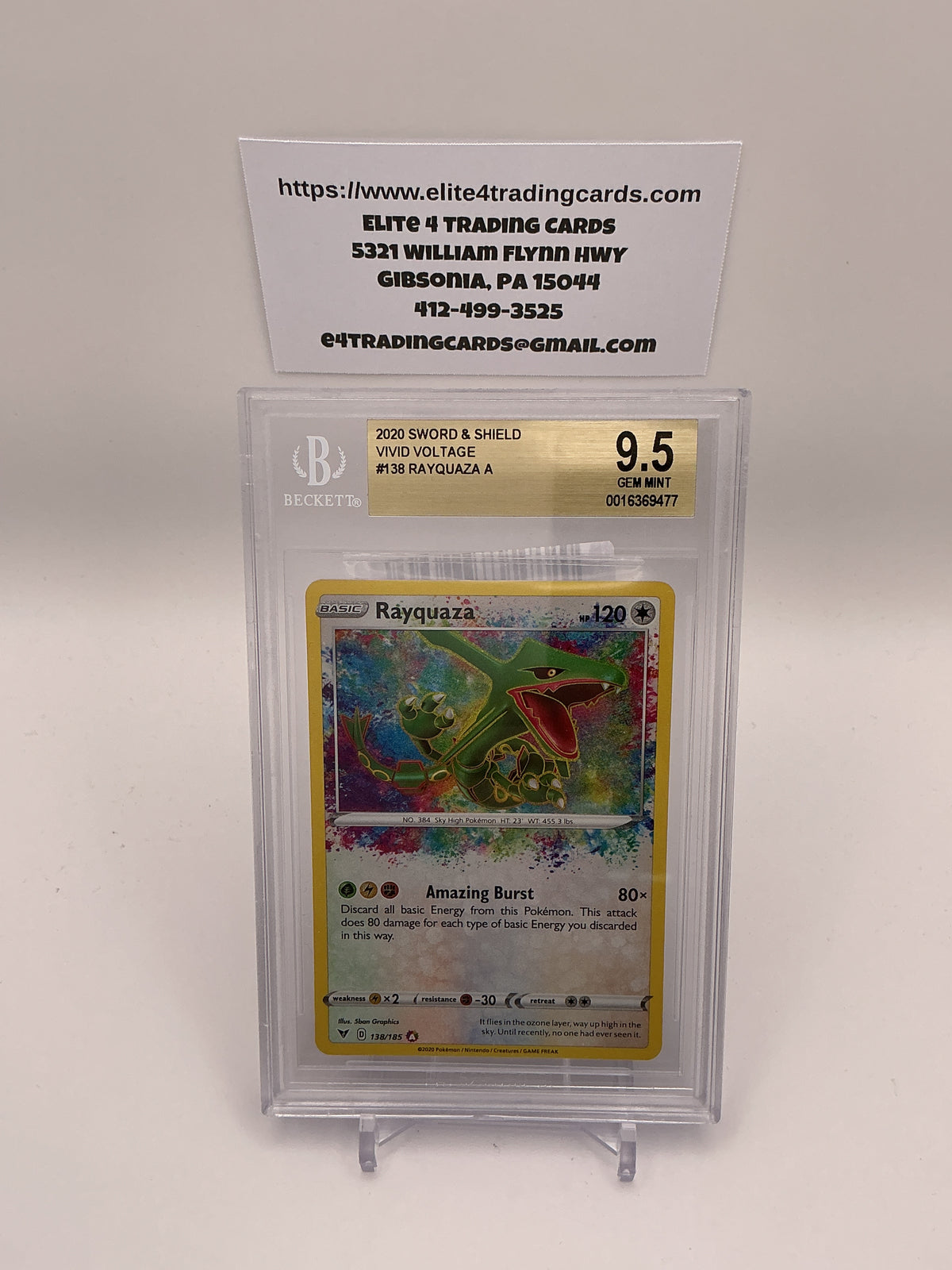 Rayquaza #138 Vivid Voltage (Beckett 9.5)