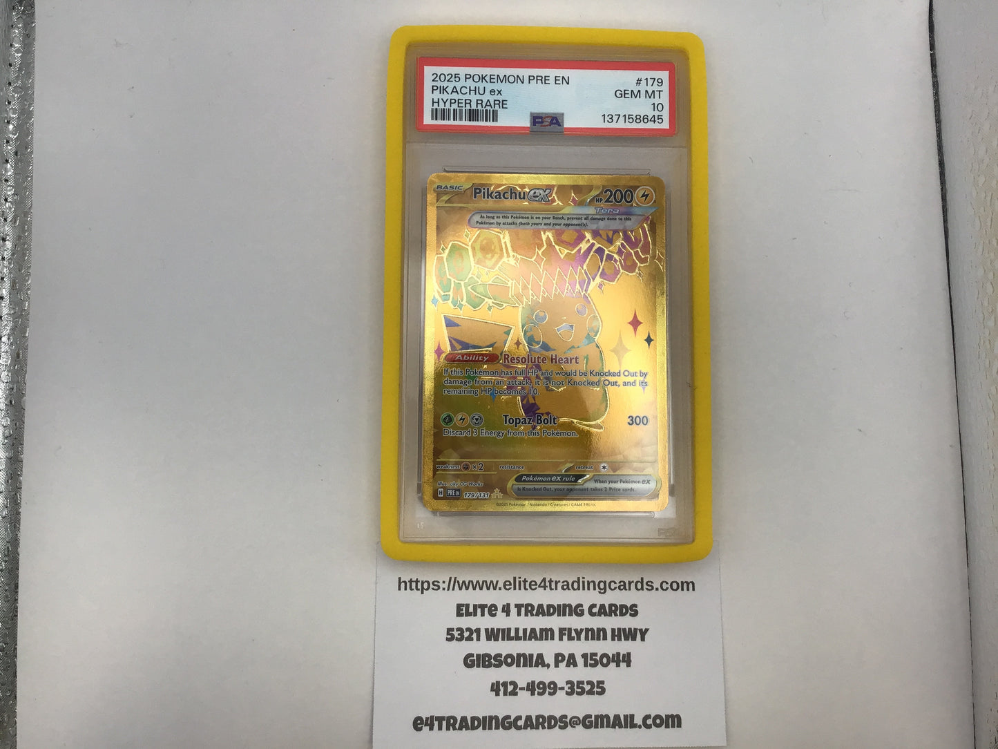 Pikachu ex #179 Pokemon Prismatic Evolutions (PSA 10)