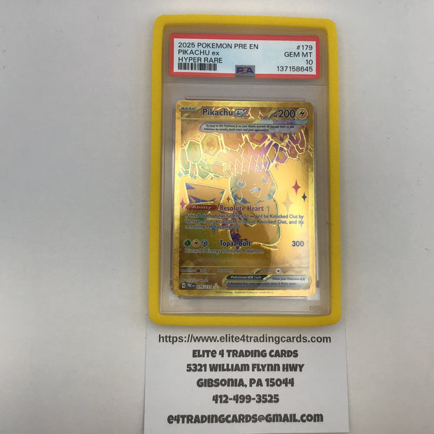 Pikachu ex #179 Pokemon Prismatic Evolutions (PSA 10)