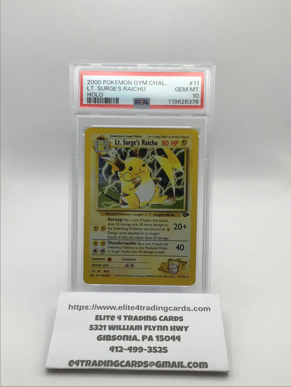 Lt. Surge's Raichu #11 Pokemon Gym Challenge (PSA 10)