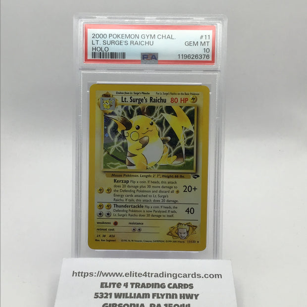 Lt. Surge's Raichu #11 Pokemon Gym Challenge (PSA 10)