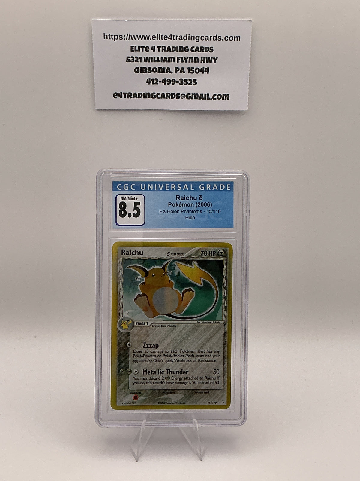 Raichu #15 Pokemon Holon Phantoms (CGC 8.5)