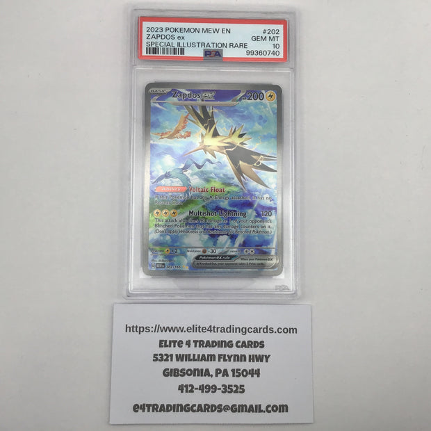 Zapdos ex #202 Pokemon Scarlet & Violet 151 (PSA 10)