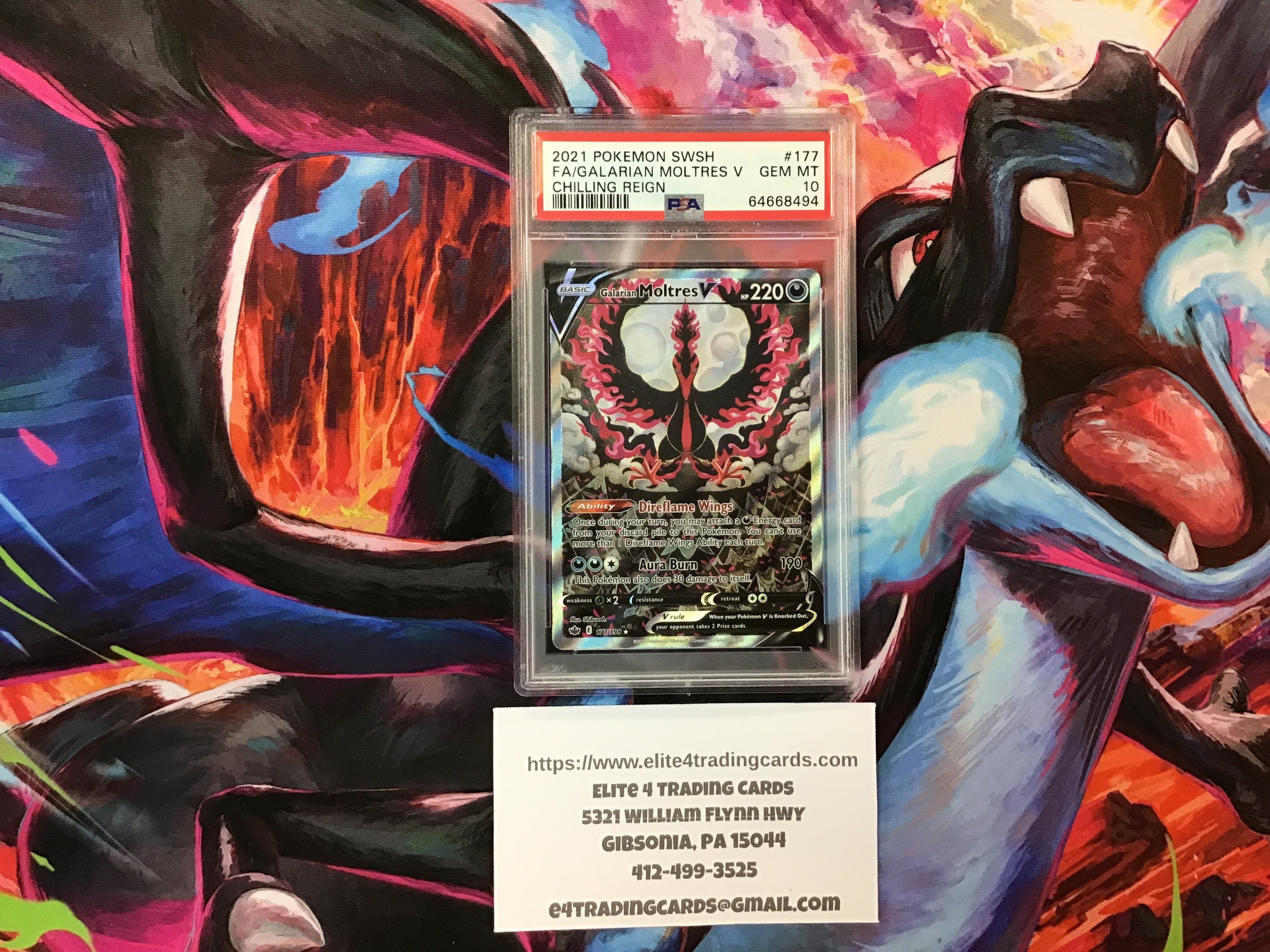 Galarian Moltres V #177 Pokemon Chilling Reign (PSA 10)