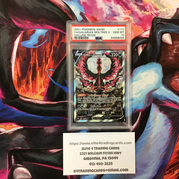 Galarian Moltres V #177 Pokemon Chilling Reign (PSA 10)