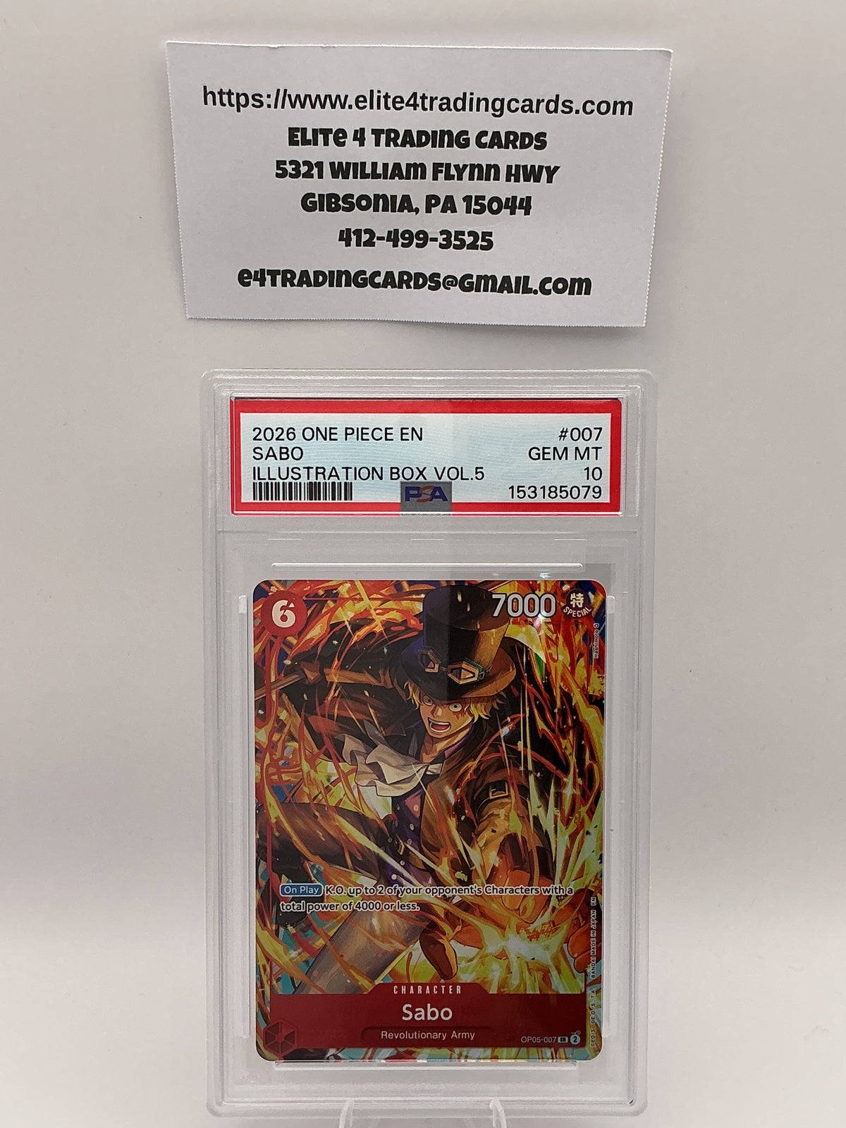 Sabo OP13-120 One Piece Carrying on His Will (PSA 10)