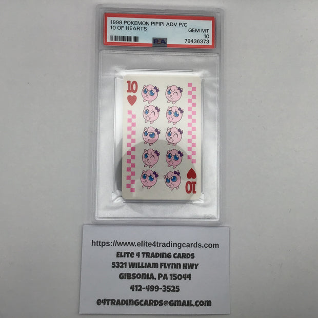 1998 POKEMON PIPIPI ADVENTURE PLAYING CARDS 10 OF HEARTS (PSA 10)