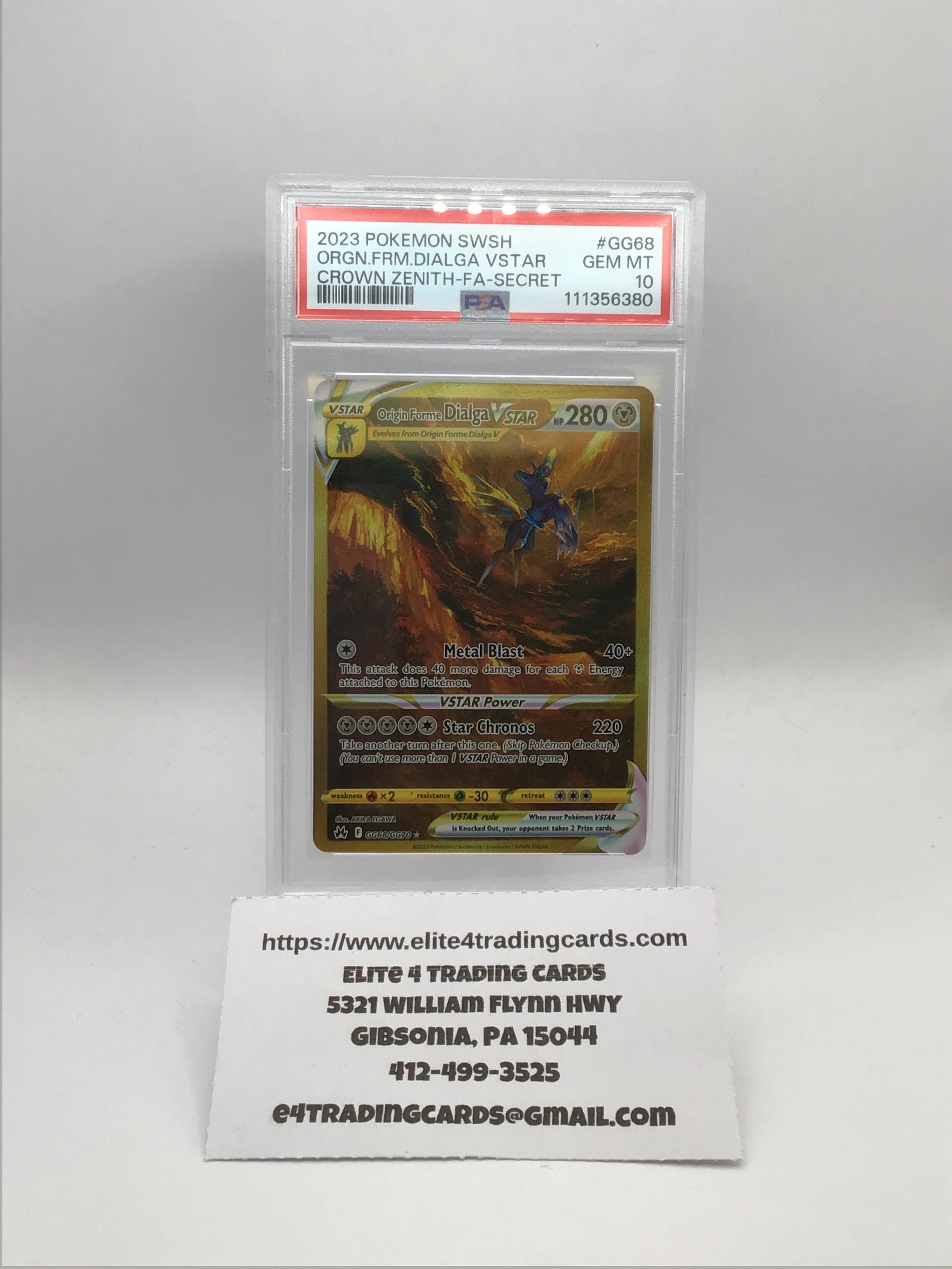 Origin Forme Dialga VSTAR (Secret) - SWSH: Crown Zenith: Galarian Gallery (CRZ:GG) (PSA 10)