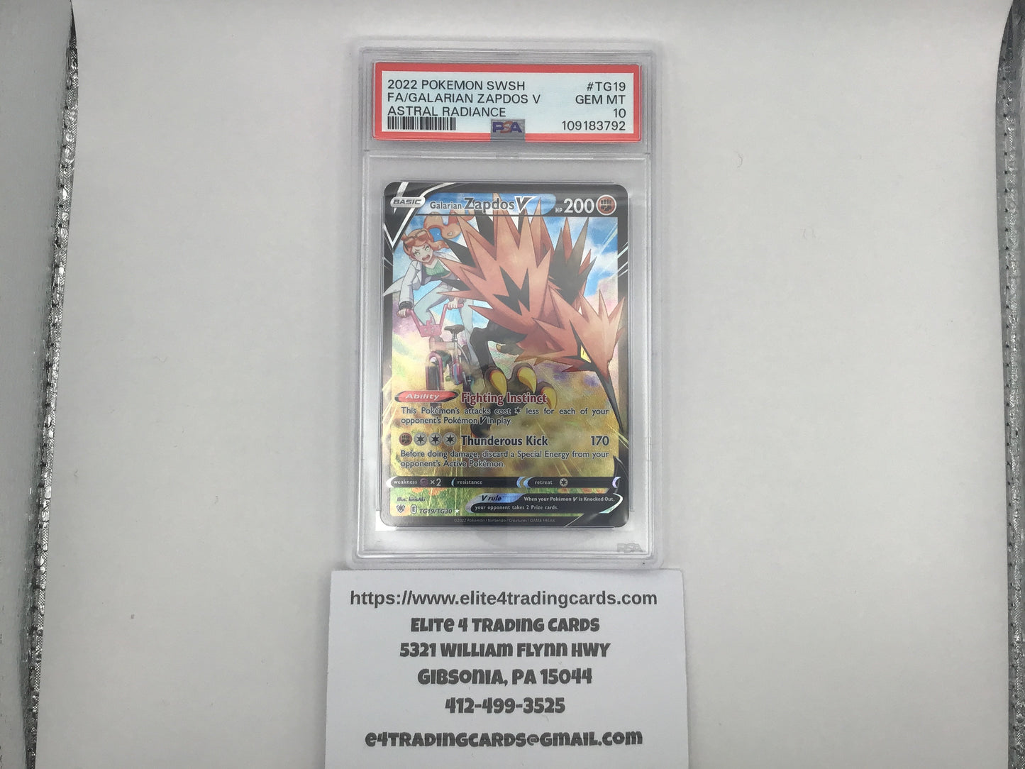 Galarian Zapdos V #TG19 Pokemon Astral Radiance (PSA 10)