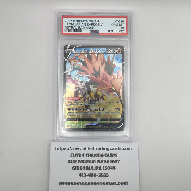 Galarian Zapdos V #TG19 Pokemon Astral Radiance (PSA 10)