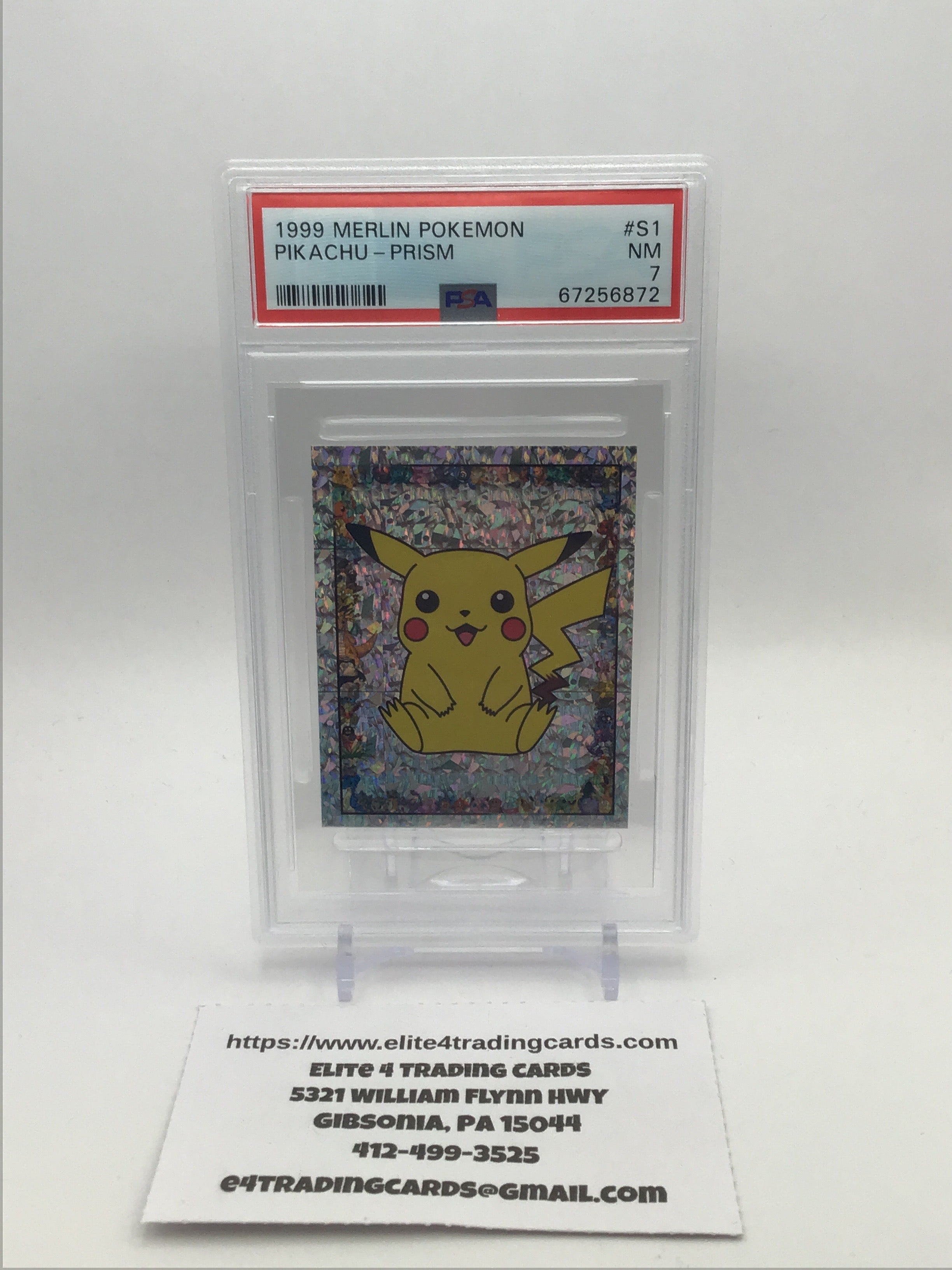 1999 MERLIN POKEMON #S1 PIKACHU-PRISM (PSA 7)