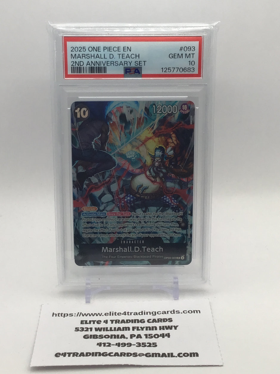 Marshall.D.Teach [2nd Anniversary] OP09-093 One Piece Emperors in the New World(PSA 10)