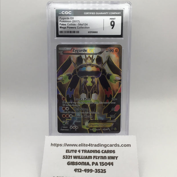 Zygarde EX #54a Pokemon Fates Collide (CGC 9)