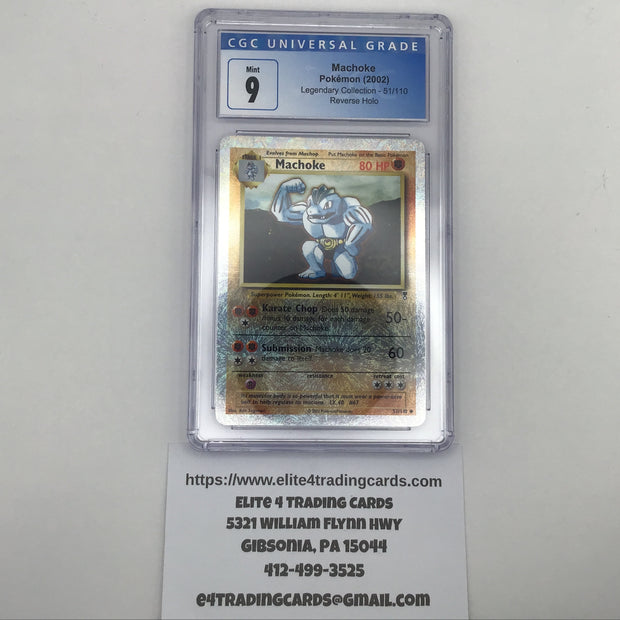 Machoke [Reverse Holo] #51 Pokemon Legendary Collection (CGC 9)