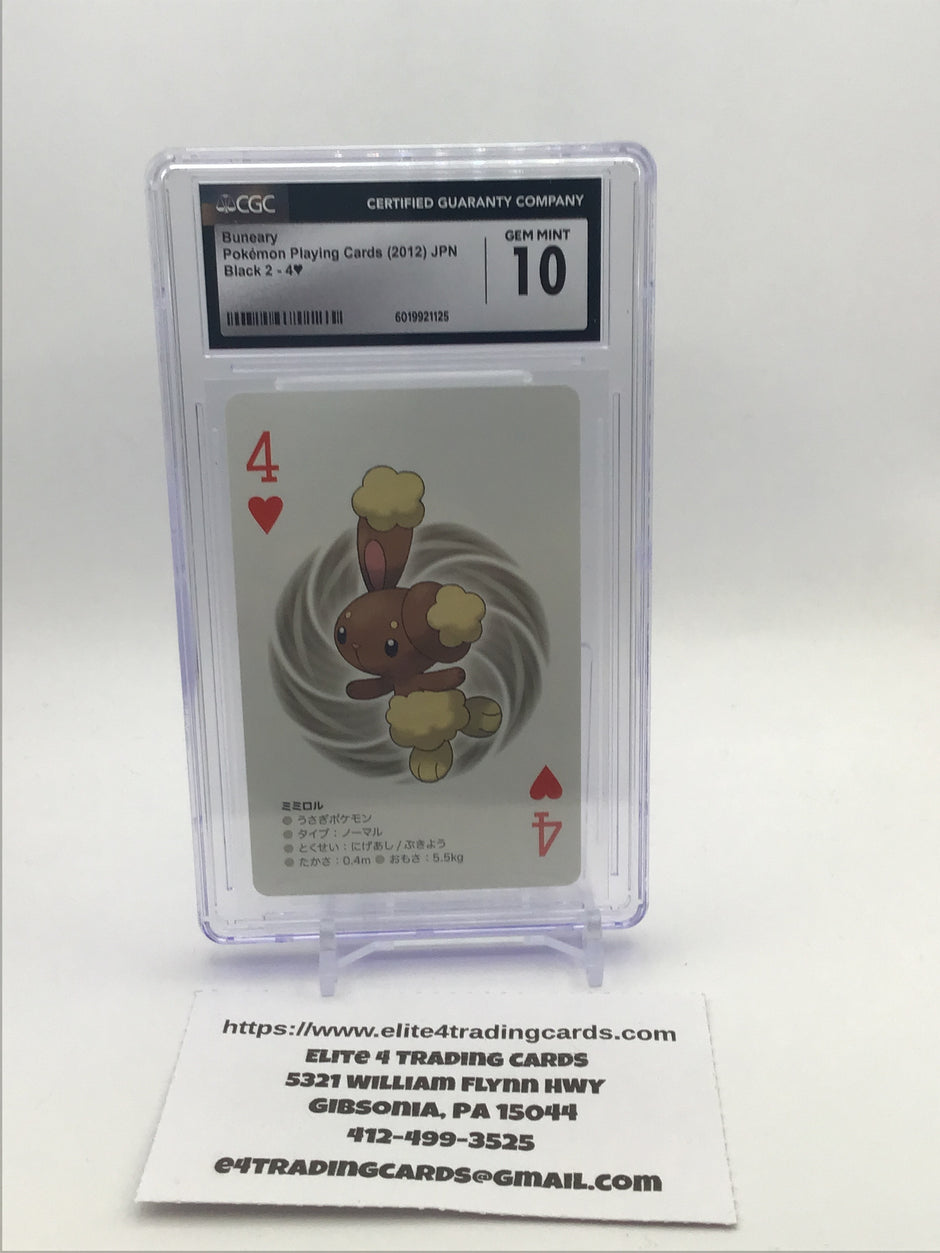 Pokémon Buneary 4 of Hearts Japanese Black 2 Deck Playing Card 2012 (CGC 10)