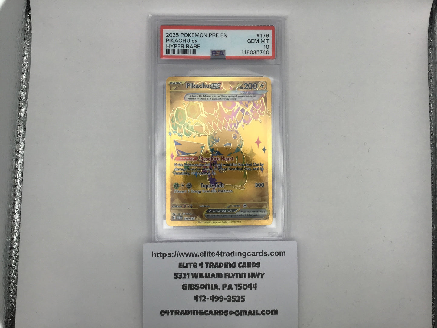 Pikachu ex #179 Pokemon Prismatic Evolutions (PSA 10)