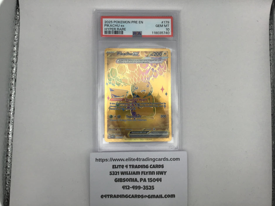Pikachu ex #179 Pokemon Prismatic Evolutions (PSA 10)