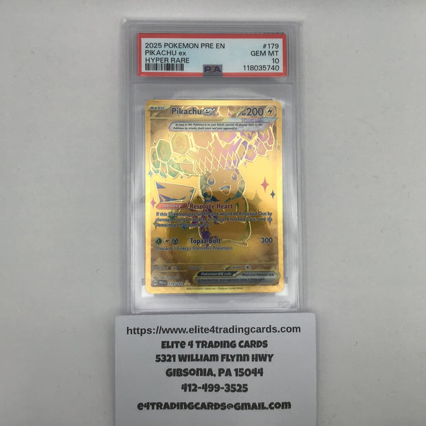 Pikachu ex #179 Pokemon Prismatic Evolutions (PSA 10)