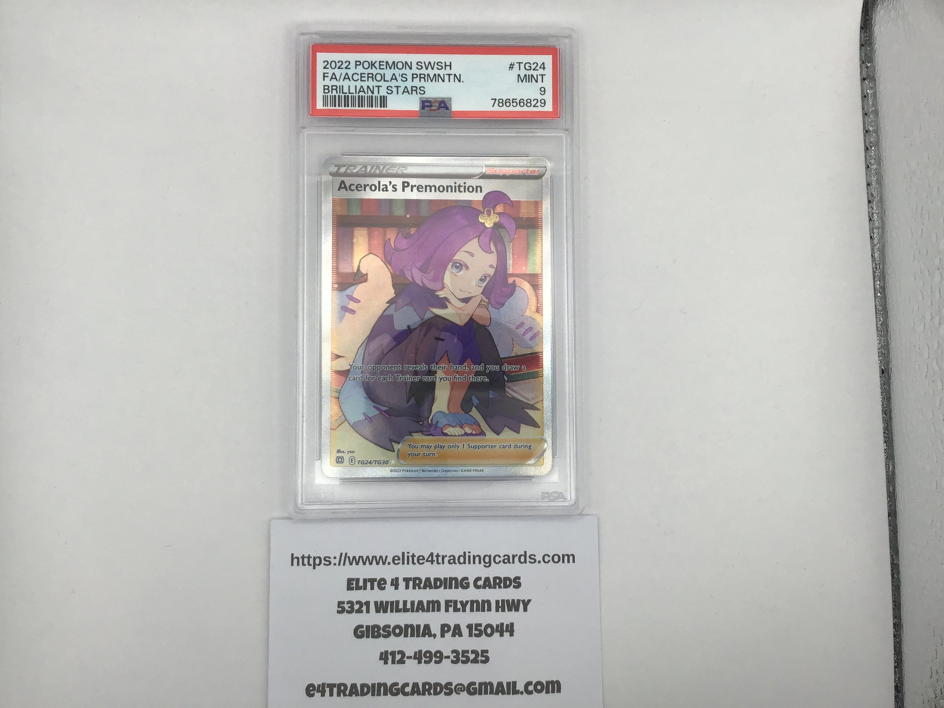 Acerola's Premonition #TG24 Pokemon Brilliant Stars (PSA 9)