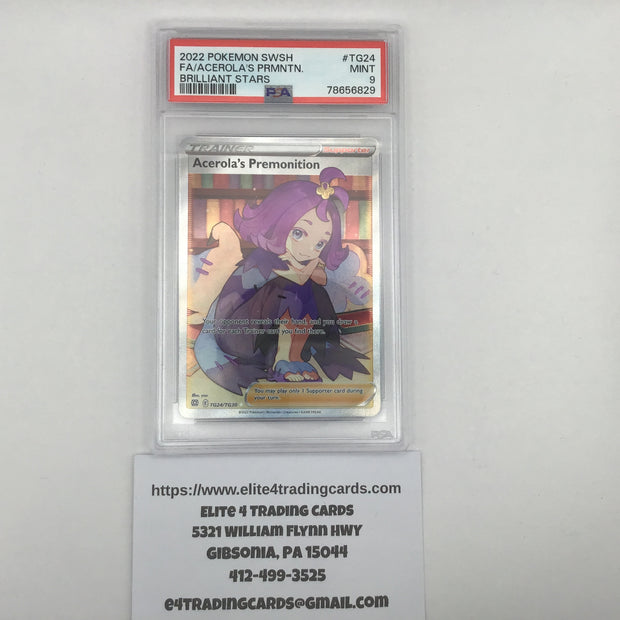 Acerola's Premonition #TG24 Pokemon Brilliant Stars (PSA 9)
