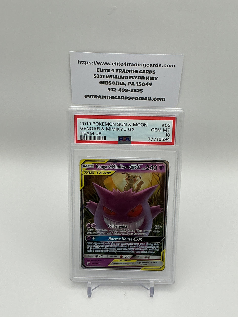Gengar & Mimikyu GX #53 Pokemon Team Up (PSA 10)