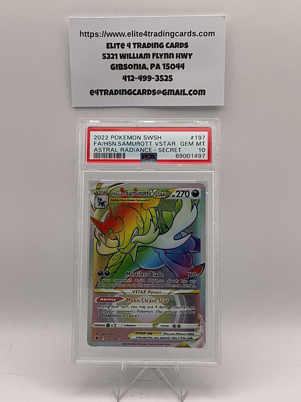 Hisuian Samurott VSTAR #197 Pokemon Astral Radiance (PSA 10)