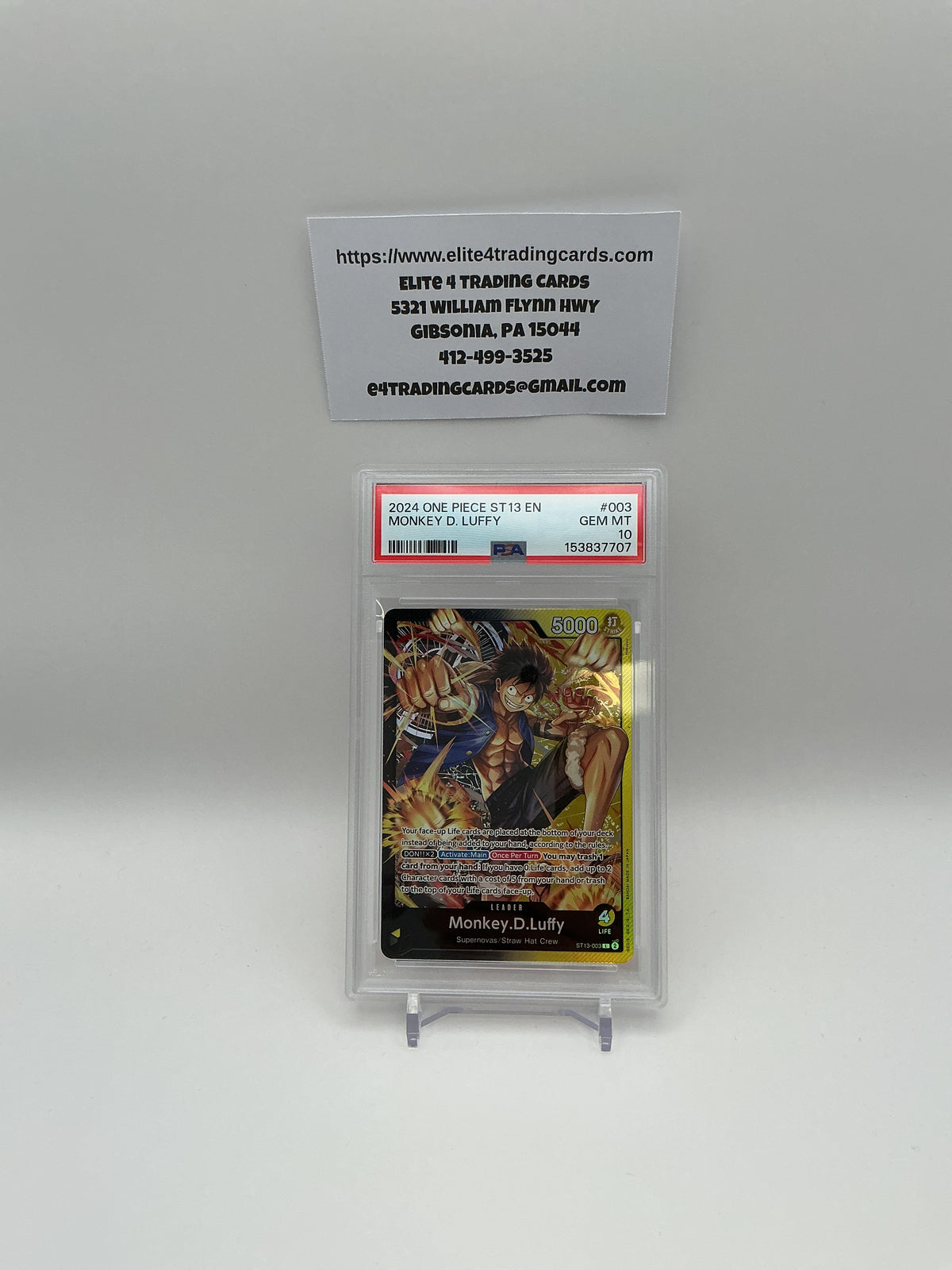Monkey.D.Luffy ST13-003 One Piece Ultra Deck: The Three Brothers (PSA 10)