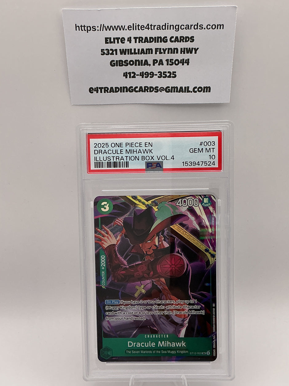 Dracule Mihawk [Illustration Box Vol. 4] ST12-003 One Piece Promo (PSA 10)