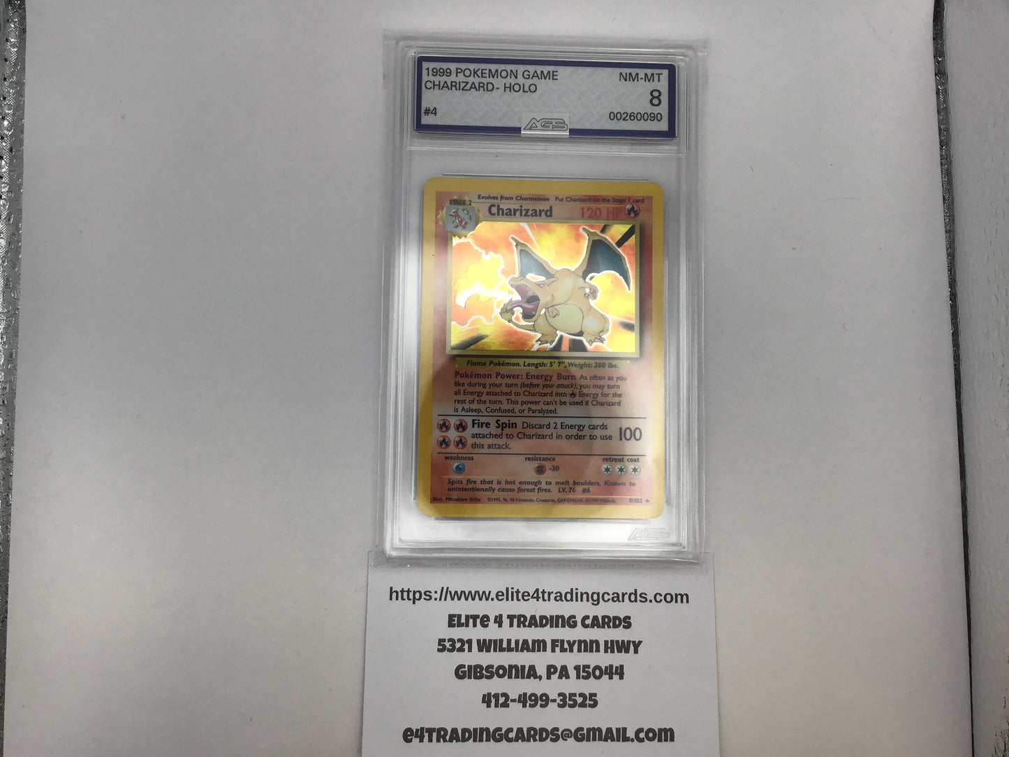 Charizard #4 Pokemon Base Set (AGS 8)